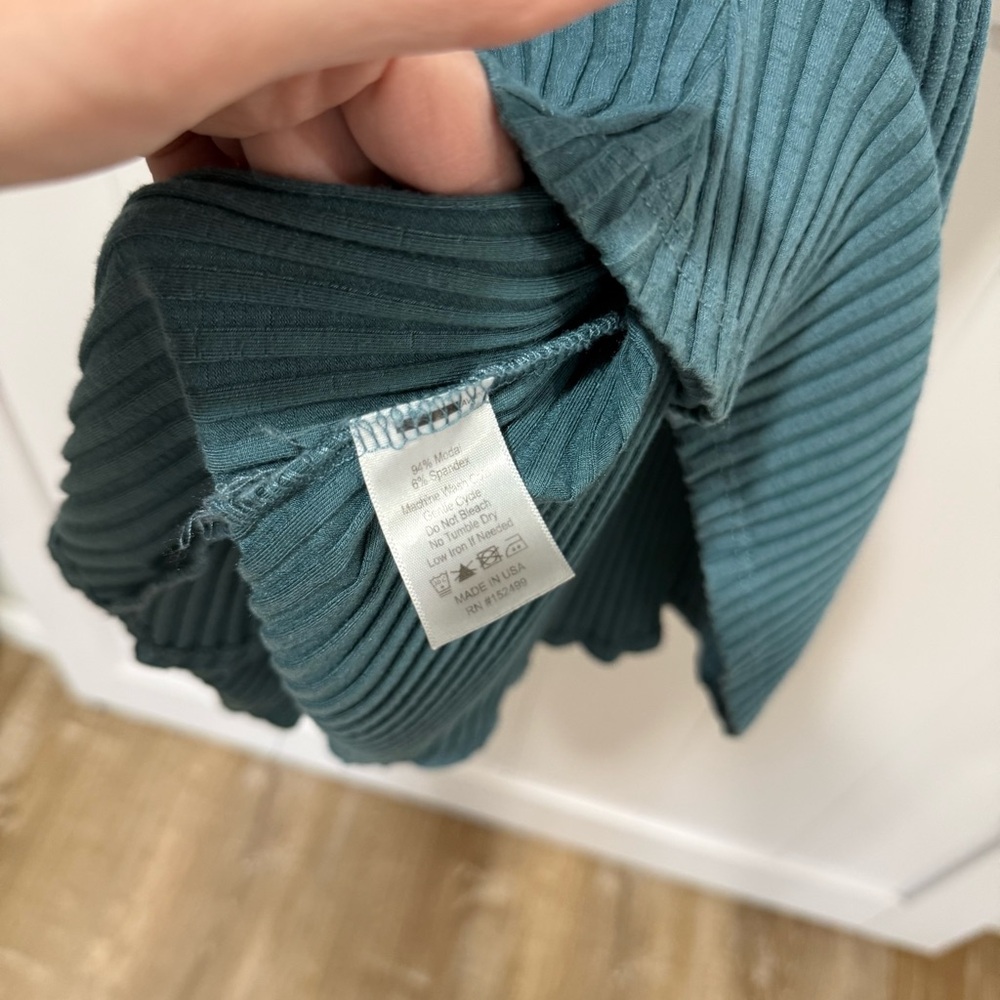 ✨ Amour Vert Dress Teal Maxi Fitted Ribbed Stretch Cotton Size XS ✨ - Picture 5 of 9